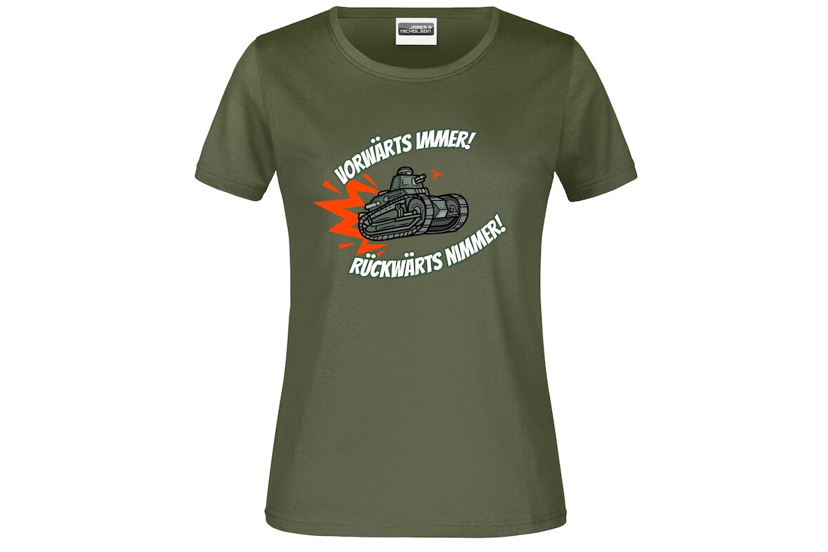 T-Shirt "Vorwärts immer - Rückwärts nimmer!" für Damen vorn