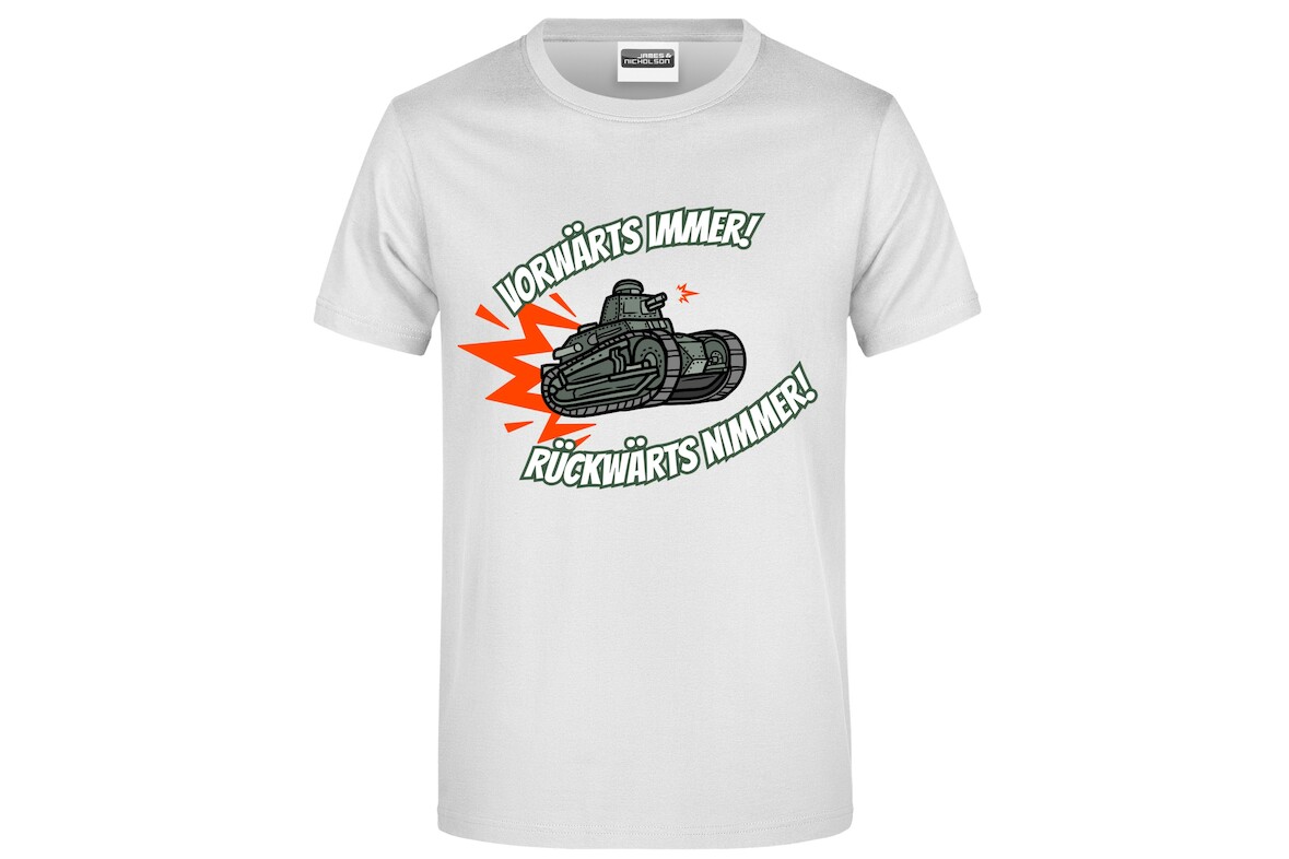 T-Shirt "Vorwärts immer - Rückwärts nimmer!" für Herren vorn