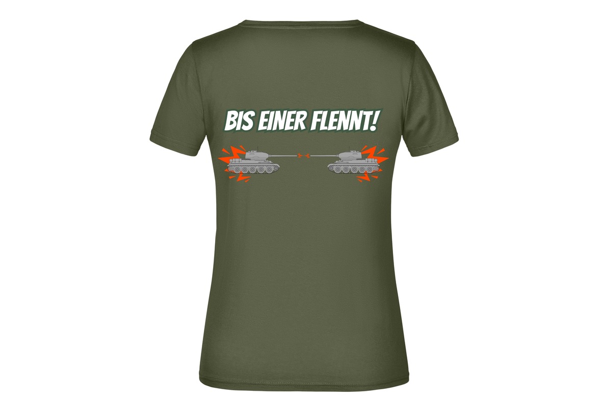 T-Shirt "Bis einer flennt!" für Damen hinten